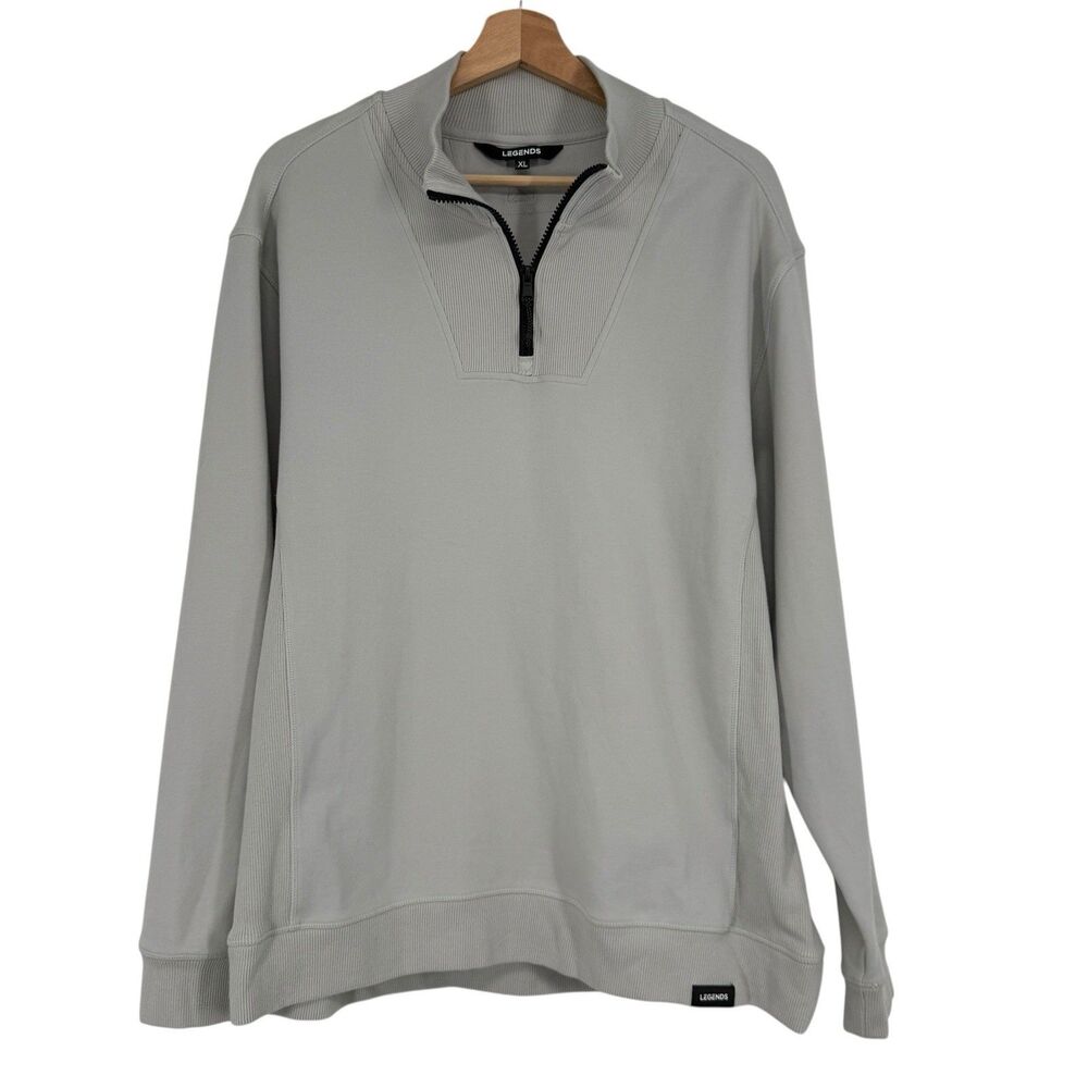 Legends Mens Quarter Zip Pullover Sweatshirt Size XL Gray Athleisure